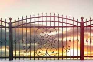 wrought iron fence sunset